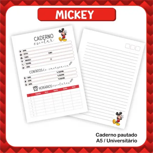Arquivo Digital Combo Escolar 2023 Mickey
