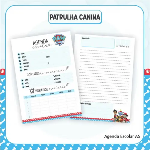 Arquivo Digital Combo Escolar 2023 Patrulha Canina
