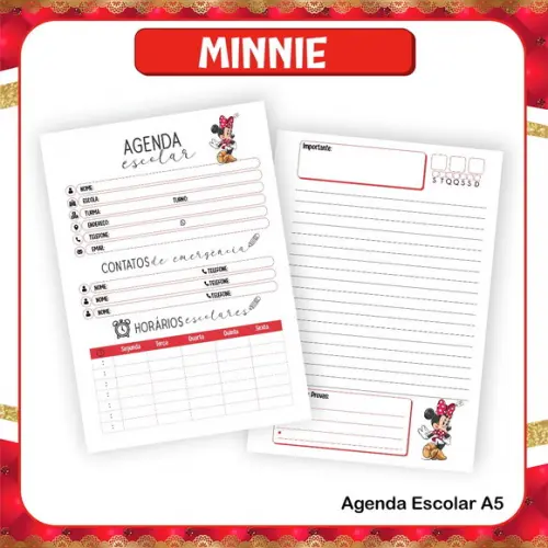 Arquivo Digital Combo Escolar 2023 Minnie Vermelha