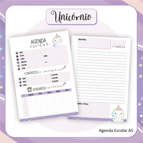 Arquivo Digital Combo Escolar 2023 Unicórnio