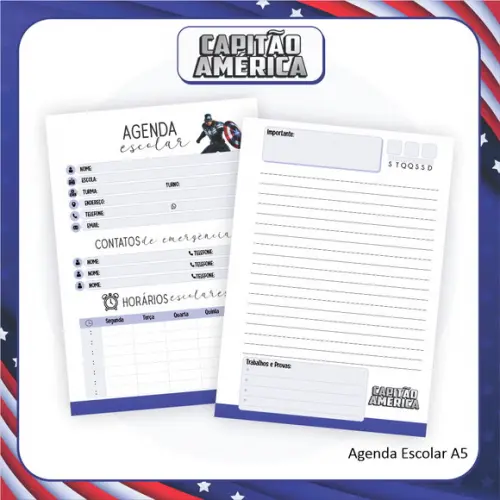 Arquivo Digital Combo Escolar Capitão América