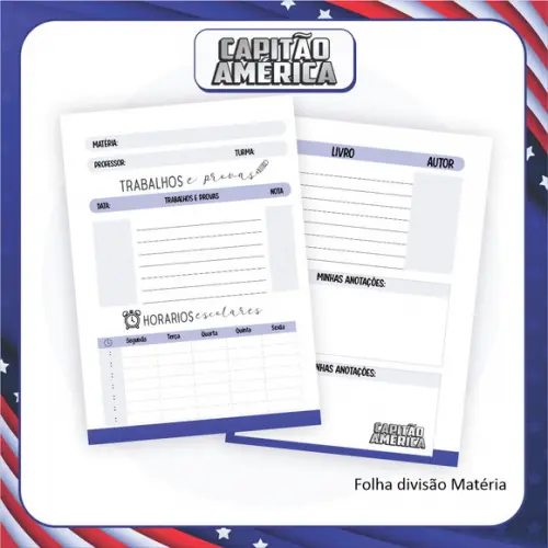 Arquivo Digital Combo Escolar Capitão América