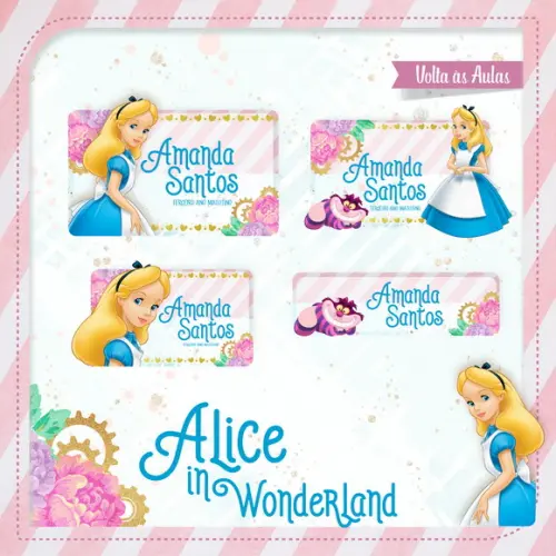 Arquivo Digital Etiqueta Escolar Alice Pais Maravilhas