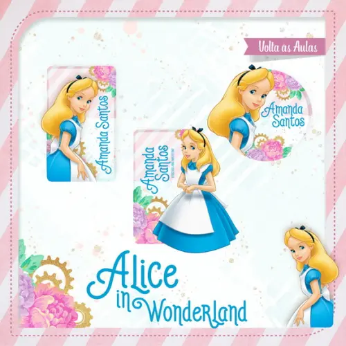 Arquivo Digital Etiqueta Escolar Alice Pais Maravilhas