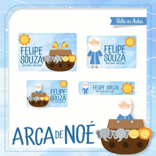 Arquivo Digital Etiqueta Escolar Arca de noé