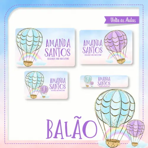 Arquivo Digital Etiqueta Escolar Balão