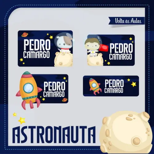 Arquivo Digital Etiqueta Escolar Astronauta