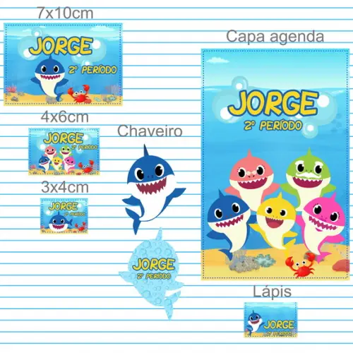 Arquivo Digital Etiqueta Escolar Baby Shark