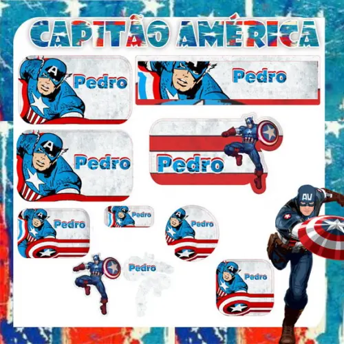 Arquivo Digital Etiqueta Escolar Capitão América