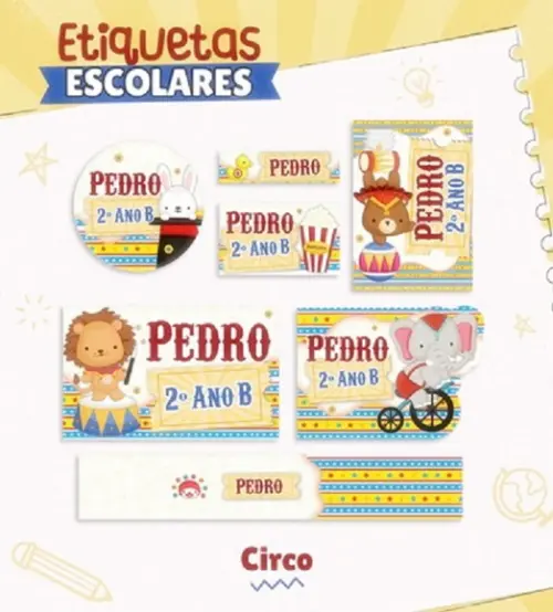 Arquivo Digital Etiqueta Escolar Circo