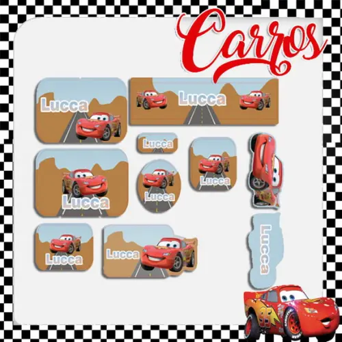 Arquivo Digital Etiqueta Escolar Carros