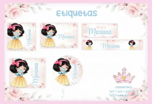Arquivo Digital Etiqueta Escolar Branca de Neve