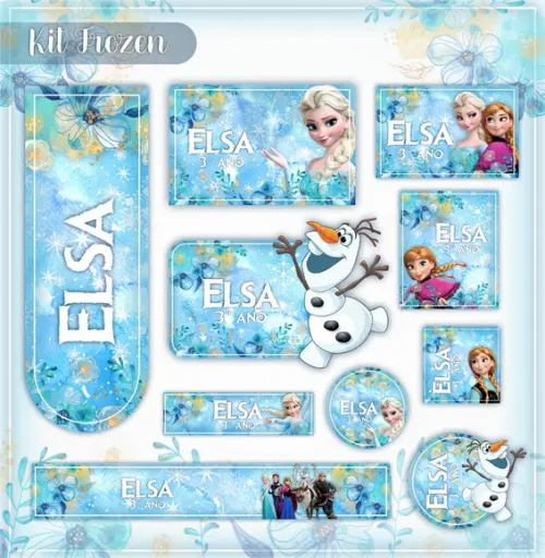 Arquivo Digital Etiqueta Escolar Frozen