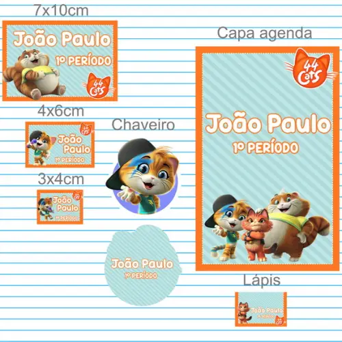 Arquivo Digital Etiqueta Escolar Gatos