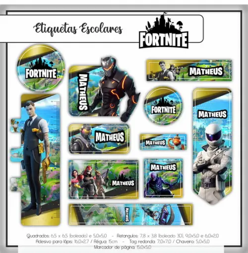 Arquivo Digital Etiqueta Escolar FortNite