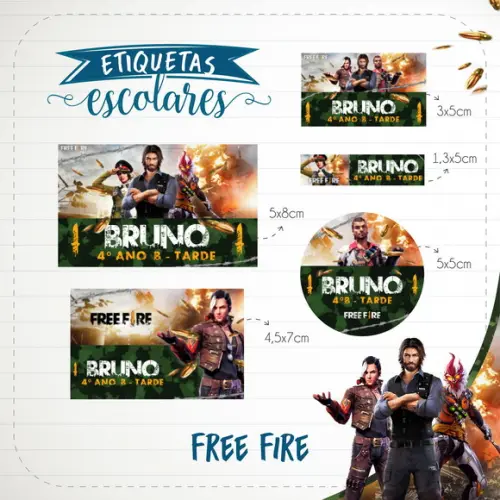 Arquivo Digital Etiqueta Escolar Free Fire