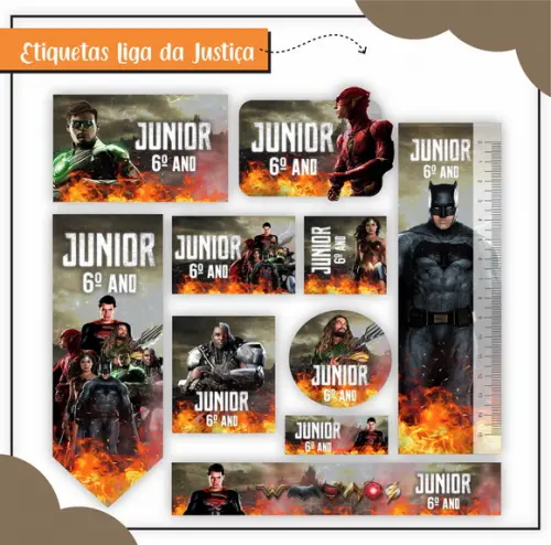 Arquivo Digital Etiqueta Escolar liga da Justiça