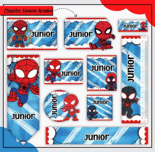 Arquivo Digital Etiqueta Escolar Homem Aranha