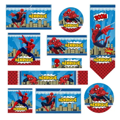 Arquivo Digital Etiqueta Escolar Homem Aranha