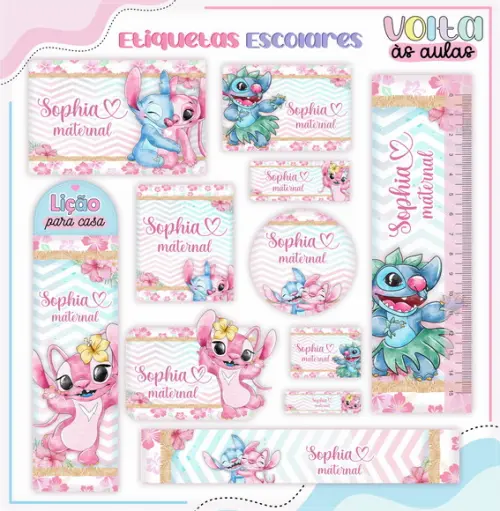 Arquivo Digital Etiqueta Escolar Stitch