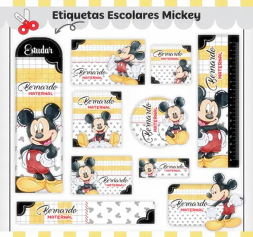 Arquivo Digital Etiqueta Escolar Mickey