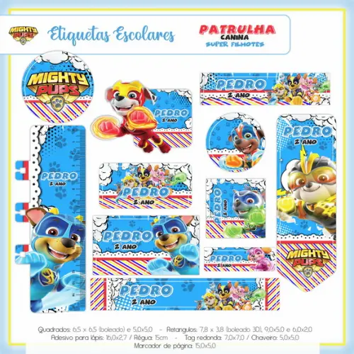 Arquivo Digital Etiqueta Escolar Patrulha Canina
