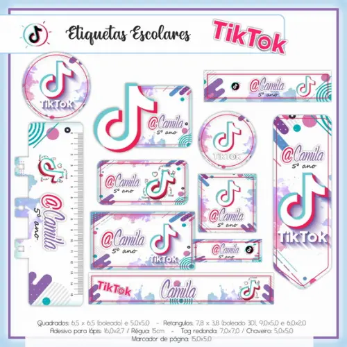 Arquivo Digital Etiqueta Escolar Tik Tok