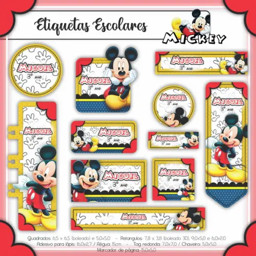Arquivo Digital Etiqueta Escolar Mickey