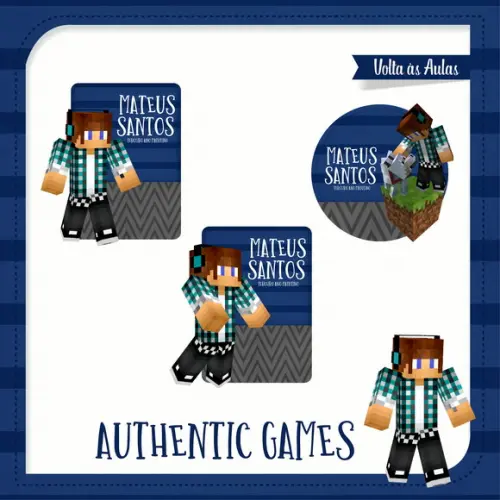 Arquivo Digital Etiqueta Escolar Minecraft