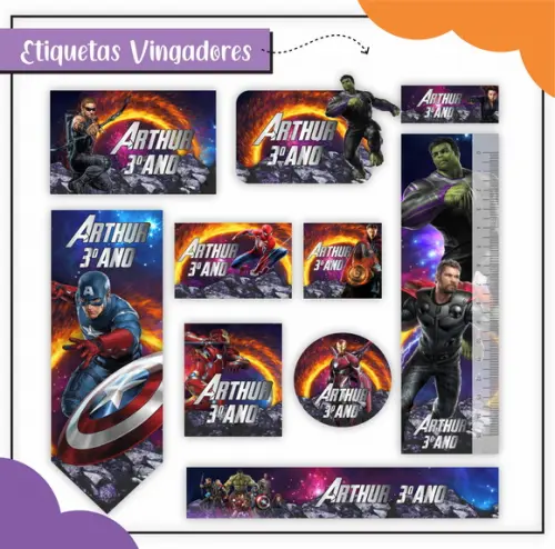 Arquivo Digital Etiqueta Escolar Vingadores