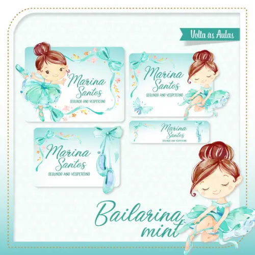 Arquivo Digital Kit Caderno + Bloquinho + Etiqueta Bailarina