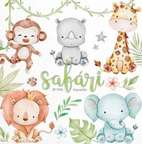 Arquivo Digital Kit Safari Aquarela