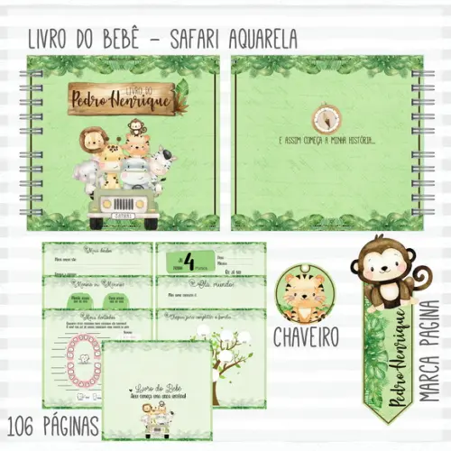 ARQUIVO DIGITAL LIVRO BEBÊ SAFARI MENINO