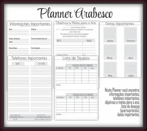 Arquivo Digital Planner Arabesco 2021