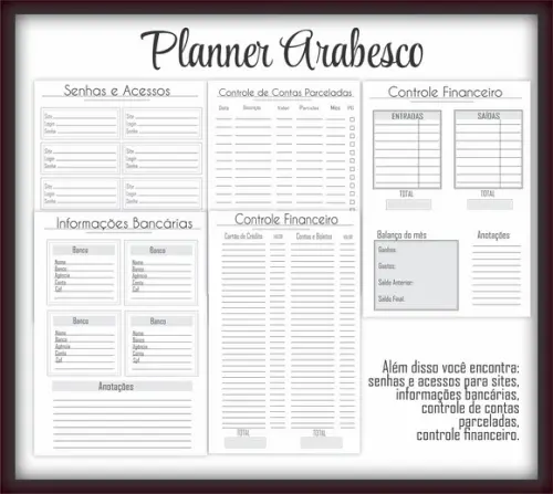 Arquivo Digital Planner Arabesco 2021