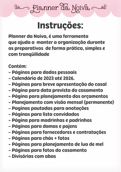 Arquivo Digital Planner Noiva 2024