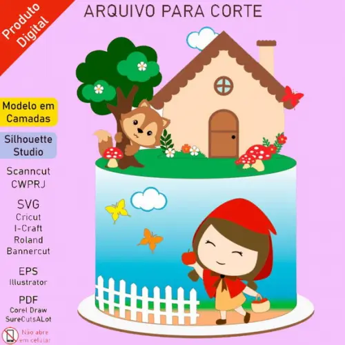 Arquivo Digital Topo De Bolo Chapeuzinho Vermelho