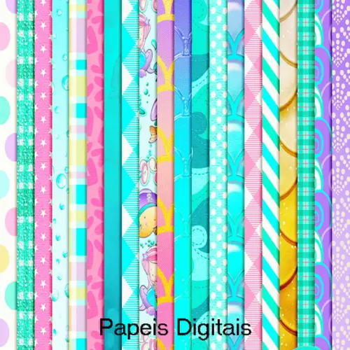 Kit Digital Papéis Fundo do Mar
