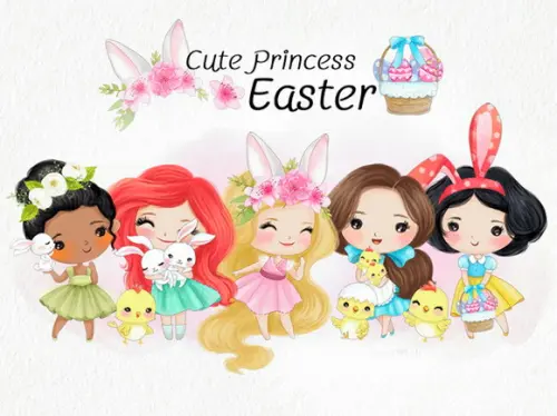 Kit Digital Princesas cute Páscoa