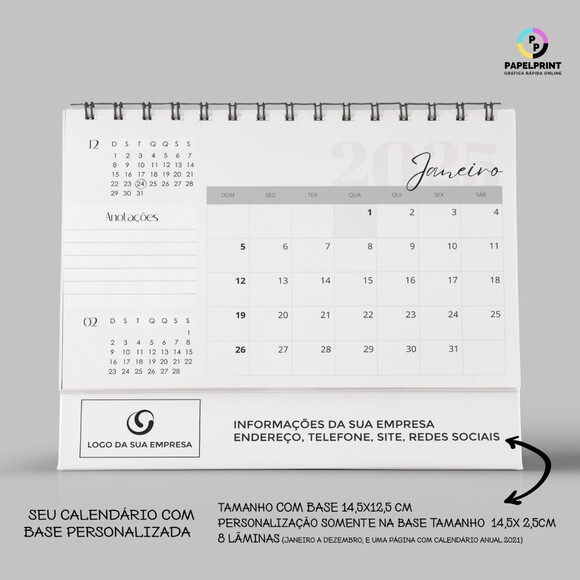 Calendário de Mesa 16un com Base Personalizada 2026