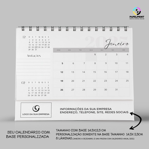 Calendário de Mesa 50 c/ Uma Lâmina Base Personalizada 2026