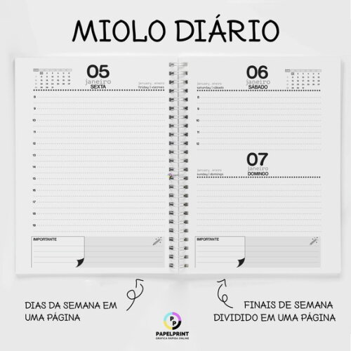 Agenda 2026 Diária 25uni com Capa Personalizada
