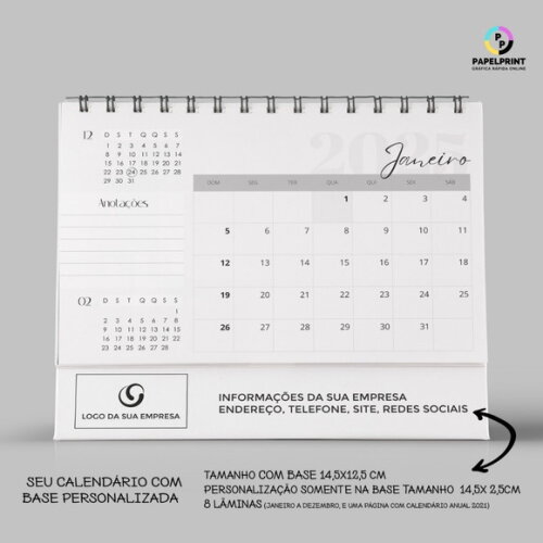 Calendário de Mesa 150 com Base Personalizada 2026