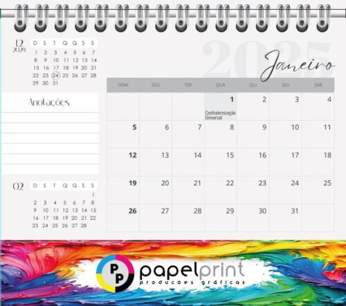 Calendário de Mesa 200un com Base Personalizada 2026