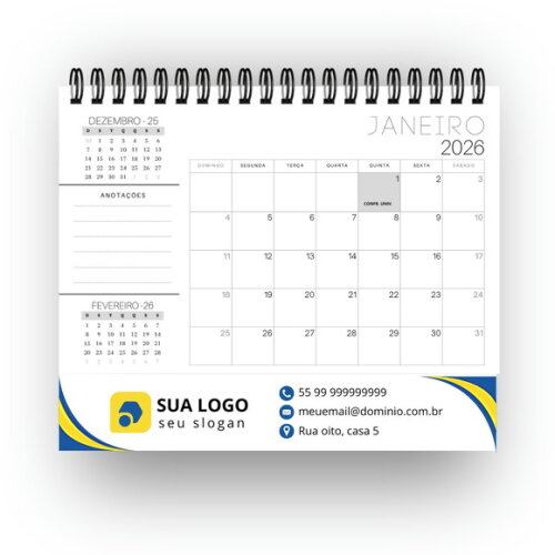 Calendário de Mesa 70 un com Base Personalizada 2026