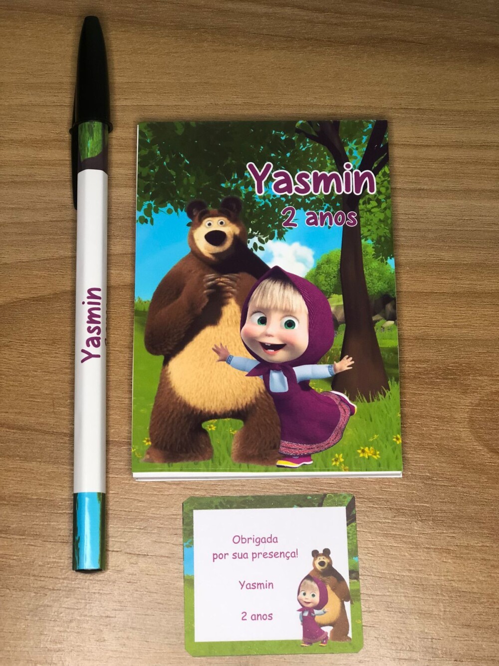 Bloquinhos Personalizados Masha e o Urso + Caneta ou Lápis