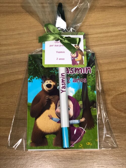 Bloquinhos Personalizados Masha e o Urso + Caneta ou Lápis