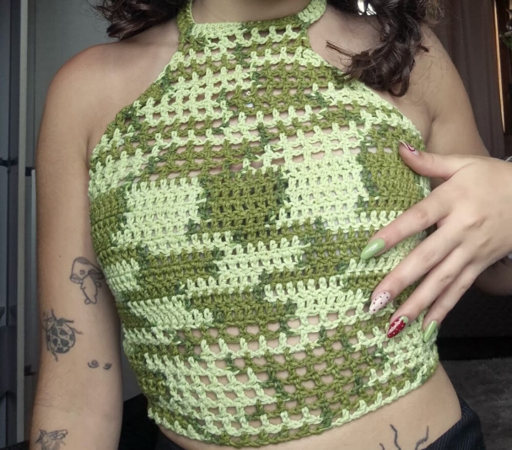Top - Cropped de Crochê Artesanal