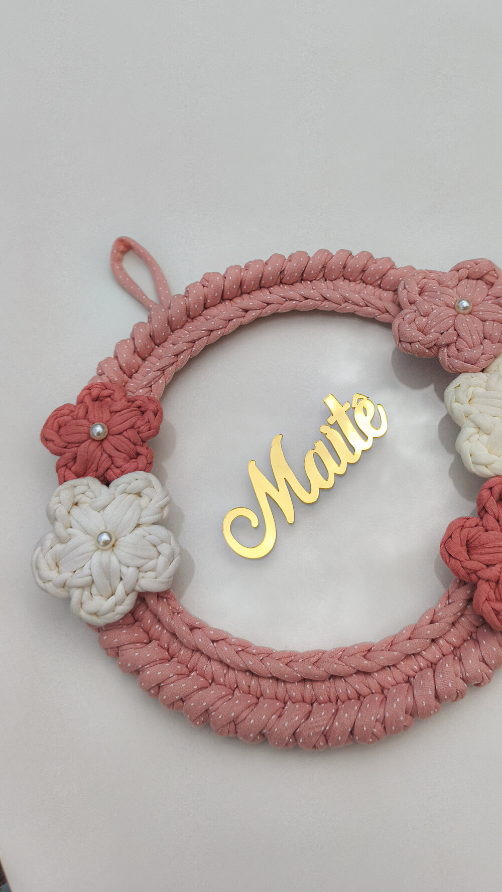 Porta Maternidade Floral em Crochê Personalizado