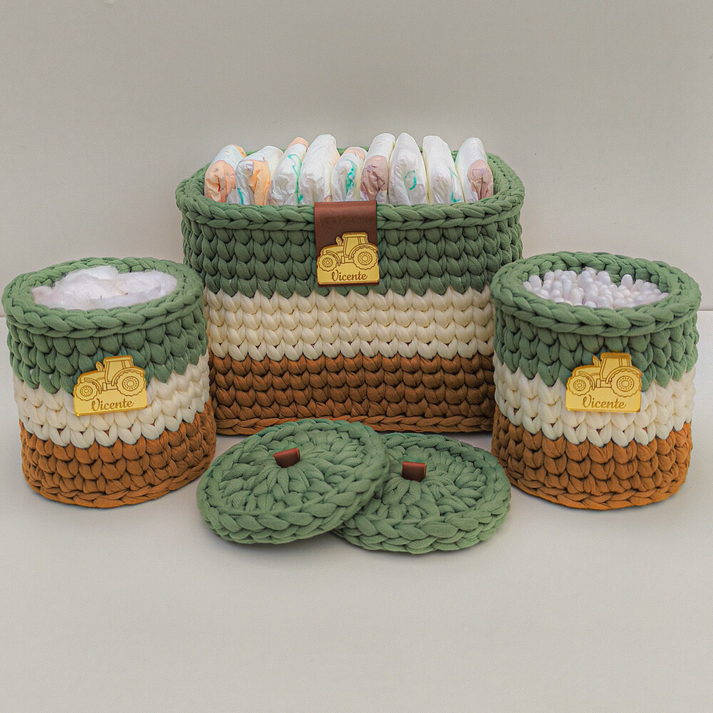 Kit Higiene Bebê Crochê 3 Peças Tema borboleta